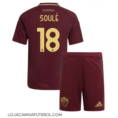 Camisa de Futebol AS Roma Matias Soule #18 Equipamento Principal Infantil 2024-25 Manga Curta (+ Calças curtas)